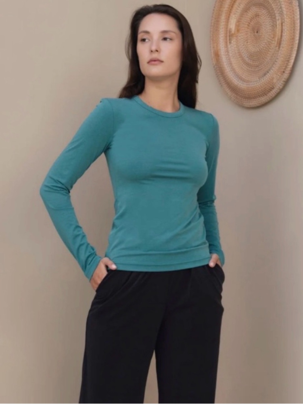 Lezé The Label Rue Longsleeve Teal Crewneck Top